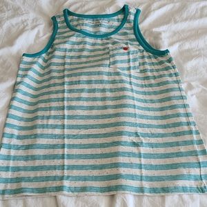 Turquoise and white men's tank with pocket